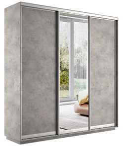 Шкаф 3-х дверный Экспресс (ДСП/Зеркало/ДСП), 2100х450х2400, бетон в Рязани