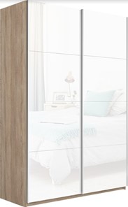 Шкаф двухдверный Прайм (Белое стекло/Белое стекло) 1600x570x2300, дуб сонома в Рязани