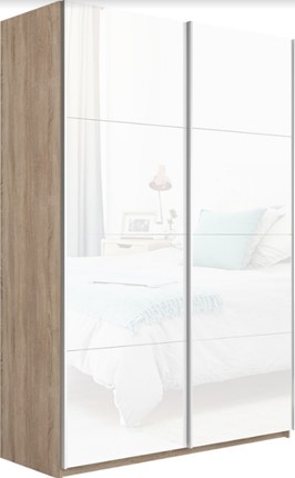 Шкаф двухдверный Прайм (Белое стекло/Белое стекло) 1600x570x2300, дуб сонома в Рязани - изображение