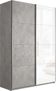 Шкаф 2-х створчатый Прайм (ДСП/Белое стекло) 1200x570x2300, бетон в Рязани