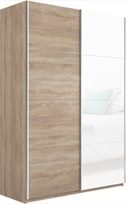Шкаф 2-дверный Прайм (ДСП/Белое стекло) 1600x570x2300, дуб сонома в Рязани - предосмотр