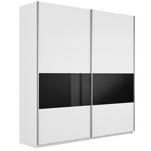 Шкаф 2-х створчатый Широкий Прайм (ДСП / Черное стекло) 2200x570x2300, Белый снег в Рязани