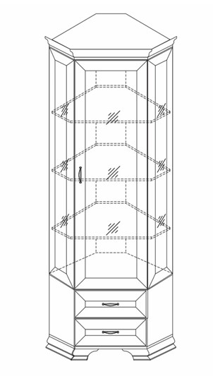 Шкаф-витрина угловой Сиена, Бодега белый / патина золото в Рязани - изображение 1