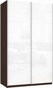Шкаф 2-дверный Прайм (Белое стекло/Белое стекло) 1400x570x2300, венге в Рязани - предосмотр
