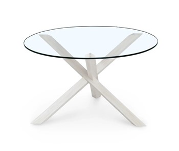 Круглый стол Оникс-3, Выбеленный дуб/Прозрачное стекло в Рязани