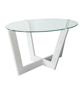 Овальный стол Оникс-6, Выбеленный дуб/Прозрачное стекло в Рязани