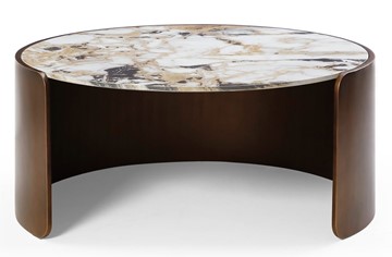 Столик круглый CT3095CL (D90) белая керамика /бронзовый в Рязани