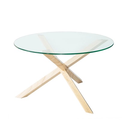 Круглый столик Оникс-3, Натуральный массив/Прозрачное стекло в Рязани - изображение