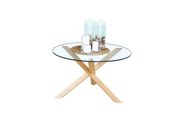 Круглый столик Оникс-3, Натуральный массив/Прозрачное стекло в Рязани - предосмотр 1