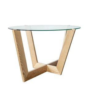 Овальный столик Оникс-6, Натуральный массив/Прозрачное стекло в Рязани