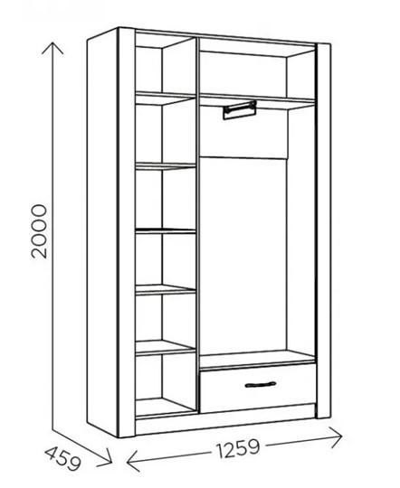 Шкаф гардеробный Ева 5 М2 дуб ирландский/белый матовый в Рязани - изображение 2