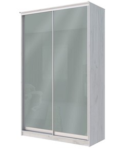 Шкаф Хит-22-12-22 с цветным стеклом, средне-серый 074, Дуб крафт белый в Рязани