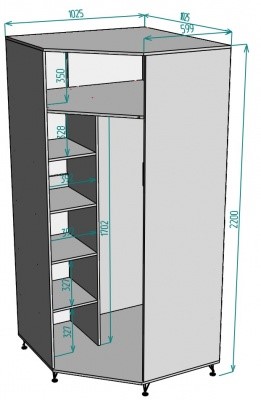 Угловой распашной шкаф Лофт H132, Венге-ДМ в Рязани - изображение 1