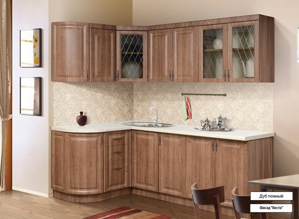Угловая кухня Веста 1330х2200, цвет Дуб темный в Рязани - изображение