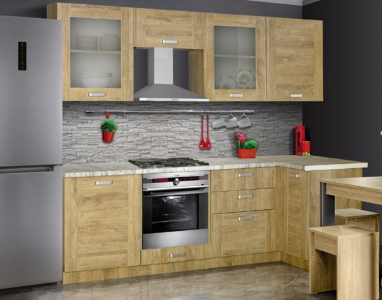 Угловая кухня Квадро 2400х1000, цвет Дуб Баррик в Рязани - изображение