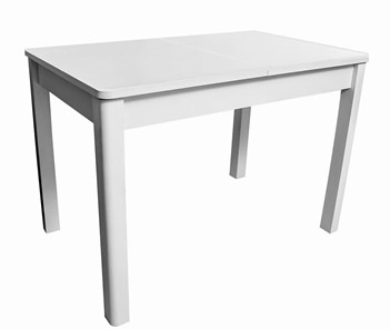 Кухонный стол раскладной Айсберг-07 СТ1, белое ЛДСП/стекло белое/прямые массив белый в Рязани