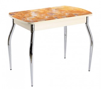 Кухонный стол раскладной ПГ-01 СТФ, дуб молочный лдсп/оникс/35 хром гнутые в Рязани