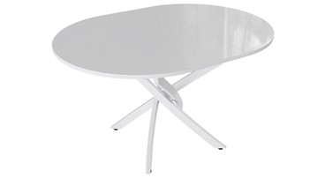 Обеденный раздвижной стол Diamond тип 3 (Белый муар/Белый глянец) в Рязани - предосмотр 1