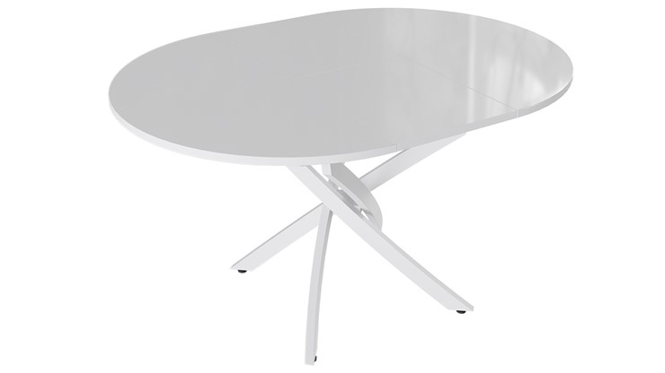 Обеденный раздвижной стол Diamond тип 3 (Белый муар/Белый глянец) в Рязани - изображение 1