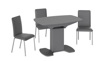 Кухонный раздвижной стол Портофино (СМ(ТД)-105.01.11(1)), цвет Серое/Стекло серое матовое LUX в Рязани - предосмотр 2