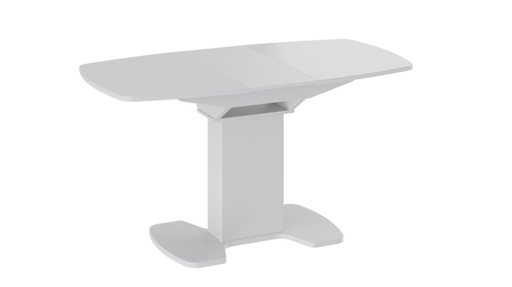 Кухонный раскладной стол Портофино (СМ(ТД)-105.01.11(1)), цвет  Белый глянец/Стекло белое в Рязани - изображение 2