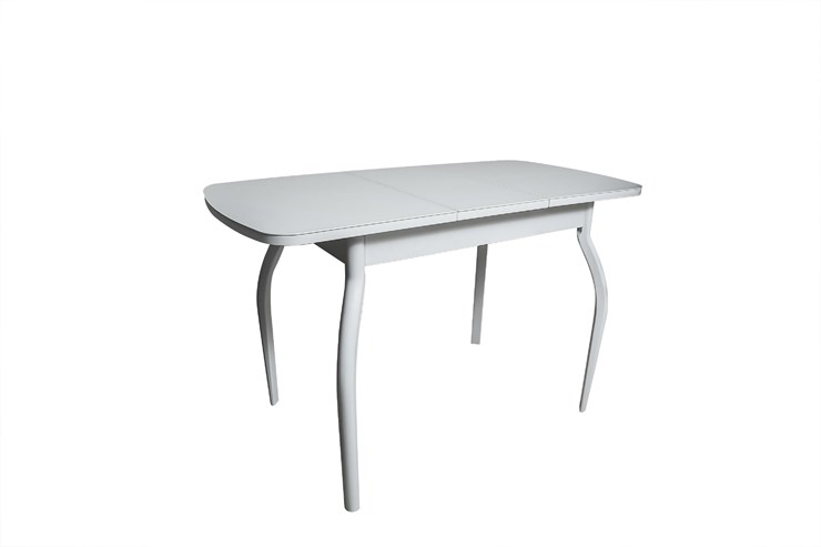 Кухонный стол раскладной ПГ-01СТ белое/белое/хром фигурные в Рязани - изображение 1