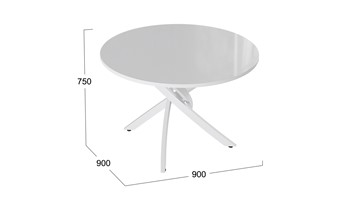 Кухонный стол Diamond тип 2 (Белый муар/Белый глянец) в Рязани - предосмотр 1