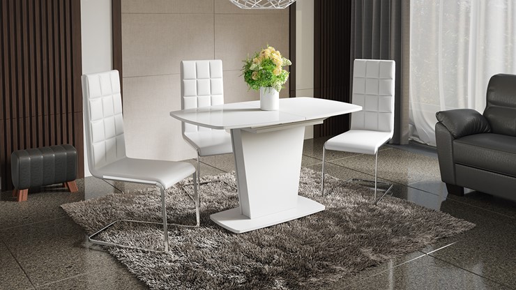 Обеденный раздвижной стол Честер тип 2, цвет Белый/Стекло белый глянец в Рязани - изображение 2