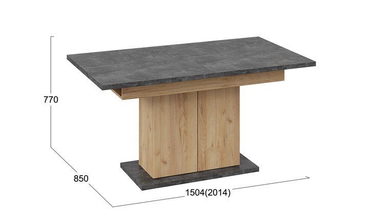 Кухонный стол раскладной Детройт тип 1 (Дуб Крафт золотой/Ателье) в Рязани - изображение 4