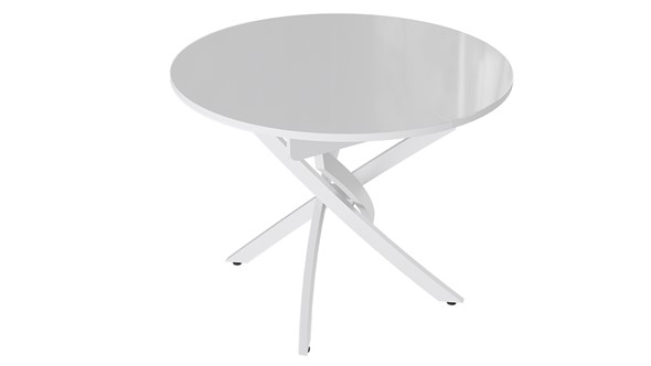 Обеденный раздвижной стол Diamond тип 3 (Белый муар/Белый глянец) в Рязани - изображение