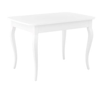 Кухонный стол раздвижной Dikline M110 Белый/стекло белое сатин/ножки MC белые в Рязани