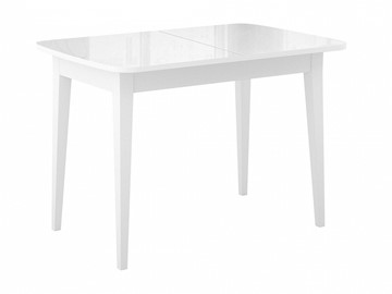 Кухонный стол раздвижной Dikline M110 Белый/стекло белое глянец/ножки MM белые в Рязани