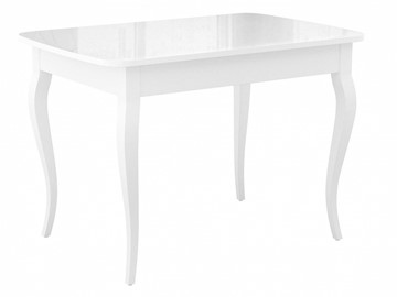 Кухонный раздвижной стол Dikline M120 Белый/стекло белое глянец/ножки MC белые в Рязани
