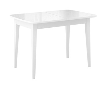 Кухонный раскладной стол Dikline M120 Белый/стекло белое глянец/ножки MM белые в Рязани
