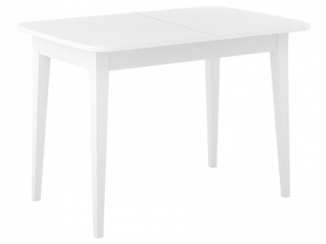 Кухонный раздвижной стол Dikline M120 Белый/стекло белое сатин/ножки MM белые в Рязани