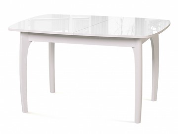 Кухонный стол раскладной Dikline M20 стекло белое/ножки белые в Рязани