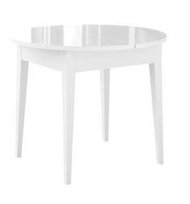 Кухонный раскладной стол Dikline MR100 Белый/стекло белое глянец/ножки MM белые в Рязани