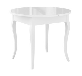 Кухонный раскладной стол Dikline MR100 Белый/стекло белое глянец/ножки MC белые в Рязани