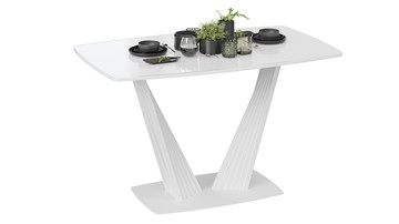 Кухонный стол раскладной Фабио тип 1 (Белый матовый, Стекло глянцевое белое) в Рязани