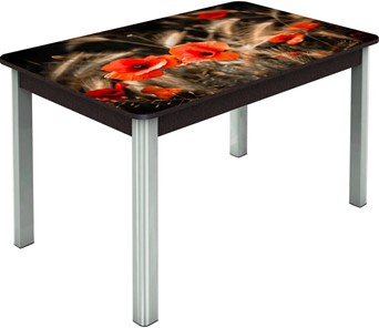 Кухонный стол раскладной Гамбург исп.2 ноги метал. крашеные №23, Фотопечать (Цветы №38) в Рязани