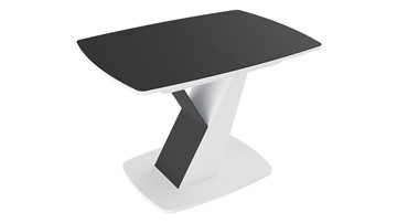 Кухонный раздвижной стол Гарда тип 1, цвет Белый/Стекло матовое черный графит в Рязани