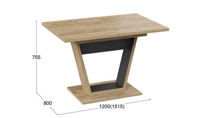 Кухонный стол раскладной Гавана тип 1 (Дуб крафт золотой/Черный) в Рязани - изображение 5