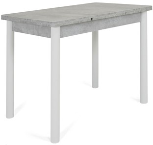 Кухонный раздвижной стол Милан-1 EVO, ноги металлические белые, светлый цемент в Рязани