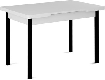 Раздвижной стол Милан-1 EVO, ноги металлические черные, белый цемент в Рязани