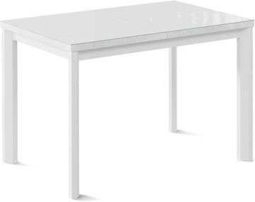 Кухонный стол раздвижной Нагано-1G (ноги металлические белые, стекло cristal/белый цемент) в Рязани