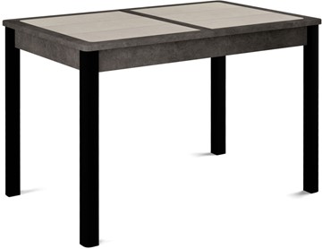 Раздвижной стол Ницца-1 ПЛ (ноги черные, плитка бежевая/серый камень) в Рязани