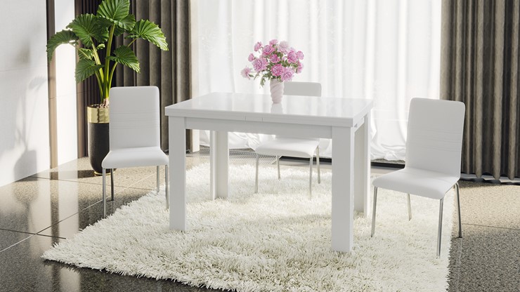 Раздвижной стол Норман тип 1, цвет Белый/Стекло белый глянец в Рязани - изображение 4