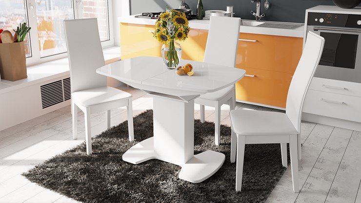 Раздвижной стол Портофино (СМ(ТД)-105.02.11(1)), цвет Белый глянец/Стекло белое в Рязани - изображение 2