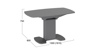 Кухонный стол раскладной Портофино (СМ(ТД)-105.02.11(1)), цвет Серое/Стекло серое матовое LUX в Рязани - предосмотр 1
