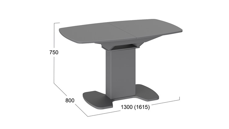 Кухонный стол раскладной Портофино (СМ(ТД)-105.02.11(1)), цвет Серое/Стекло серое матовое LUX в Рязани - изображение 1